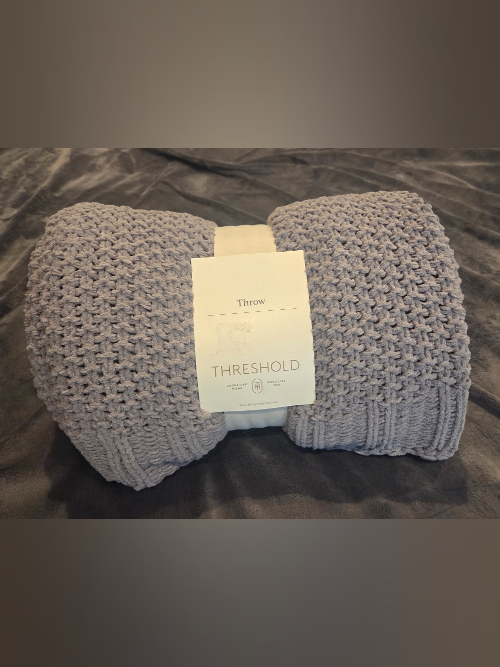 Threshold Throw Blanket Knit Grey NWT